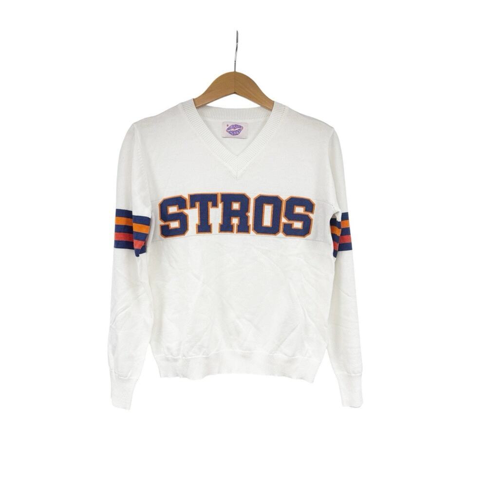 Sparkle City Houston Astros‎ Baseball White Lightweight Sweater Preppy Womens